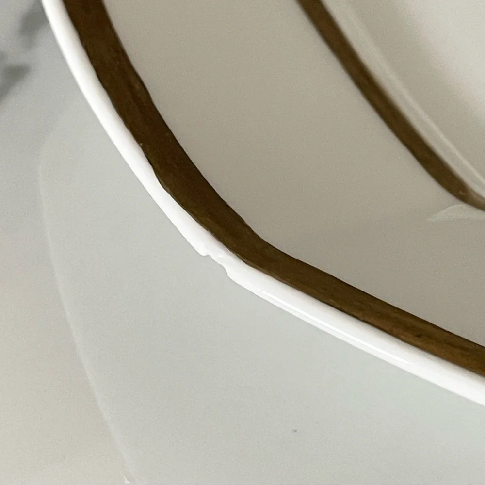 SET of 4 Gold & White Octagon Luncheon Plates - Guerin Limoges